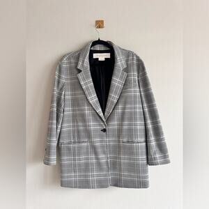 Treasure & Bond Plaid Oversized Blazer Women’s M Black White Houndstooth Jacket
